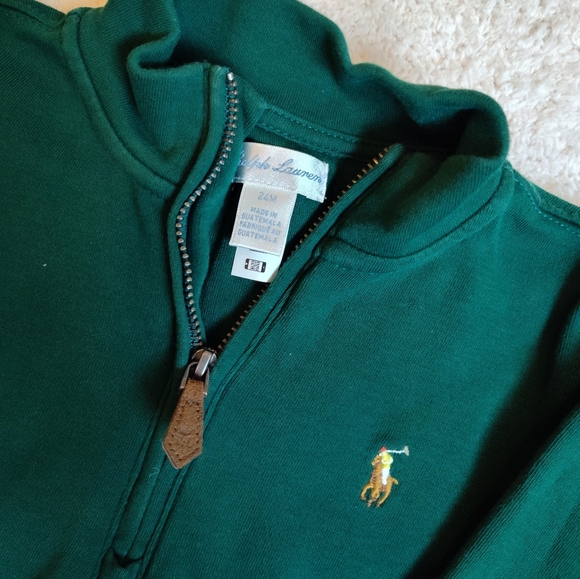 Ralph Lauren 24m boy long sleeve burgundy polo and green sweater - Picture 5 of 5